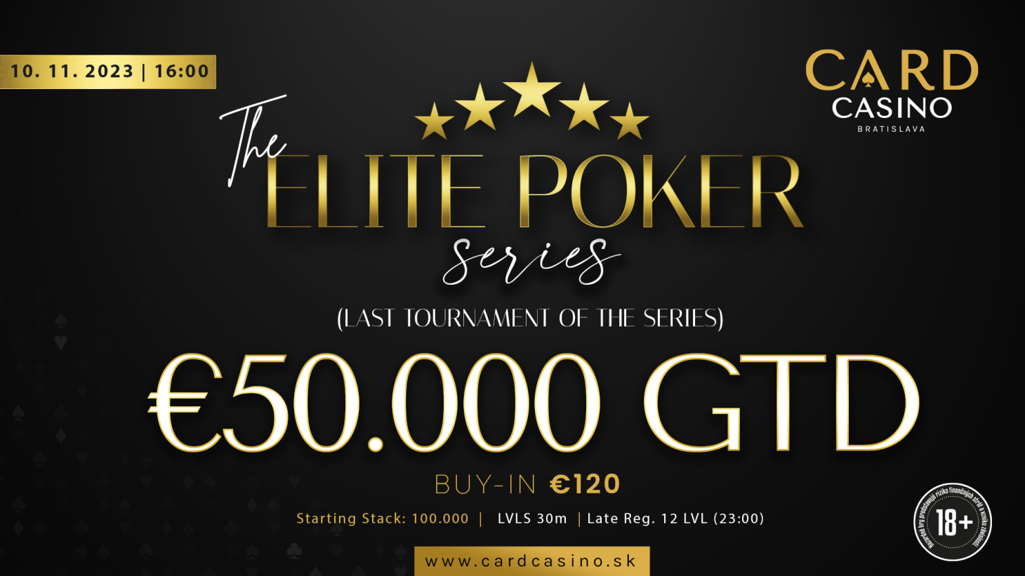 A week of mega one-day poker. Nearly €100,000 on the line, the ELITE series culminates