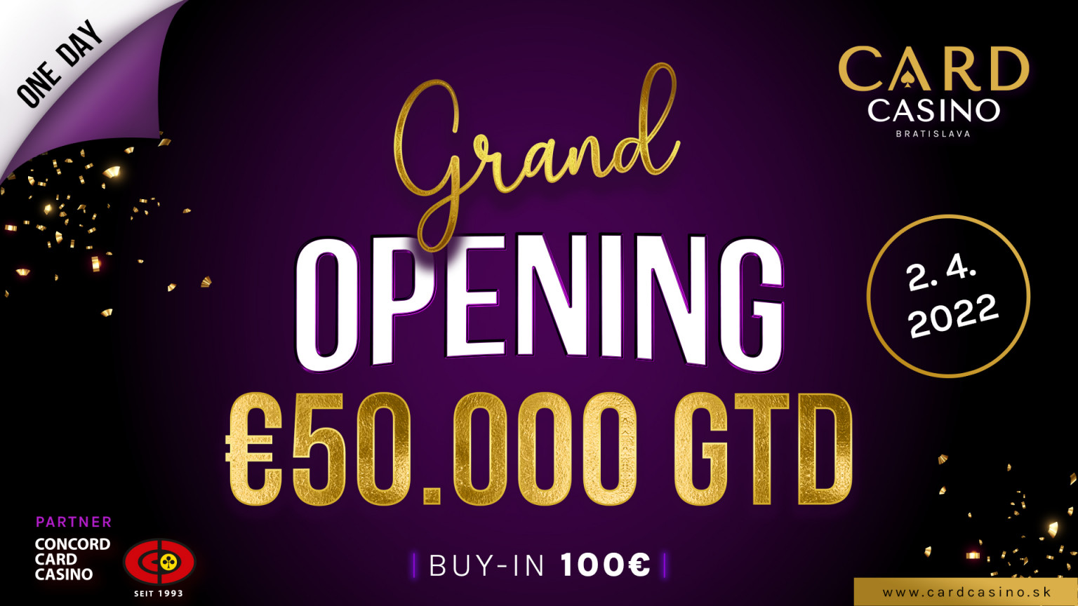 Delicacy at Card Casino. Tune in to the one-day Grand Opening with €50,000 GTD!