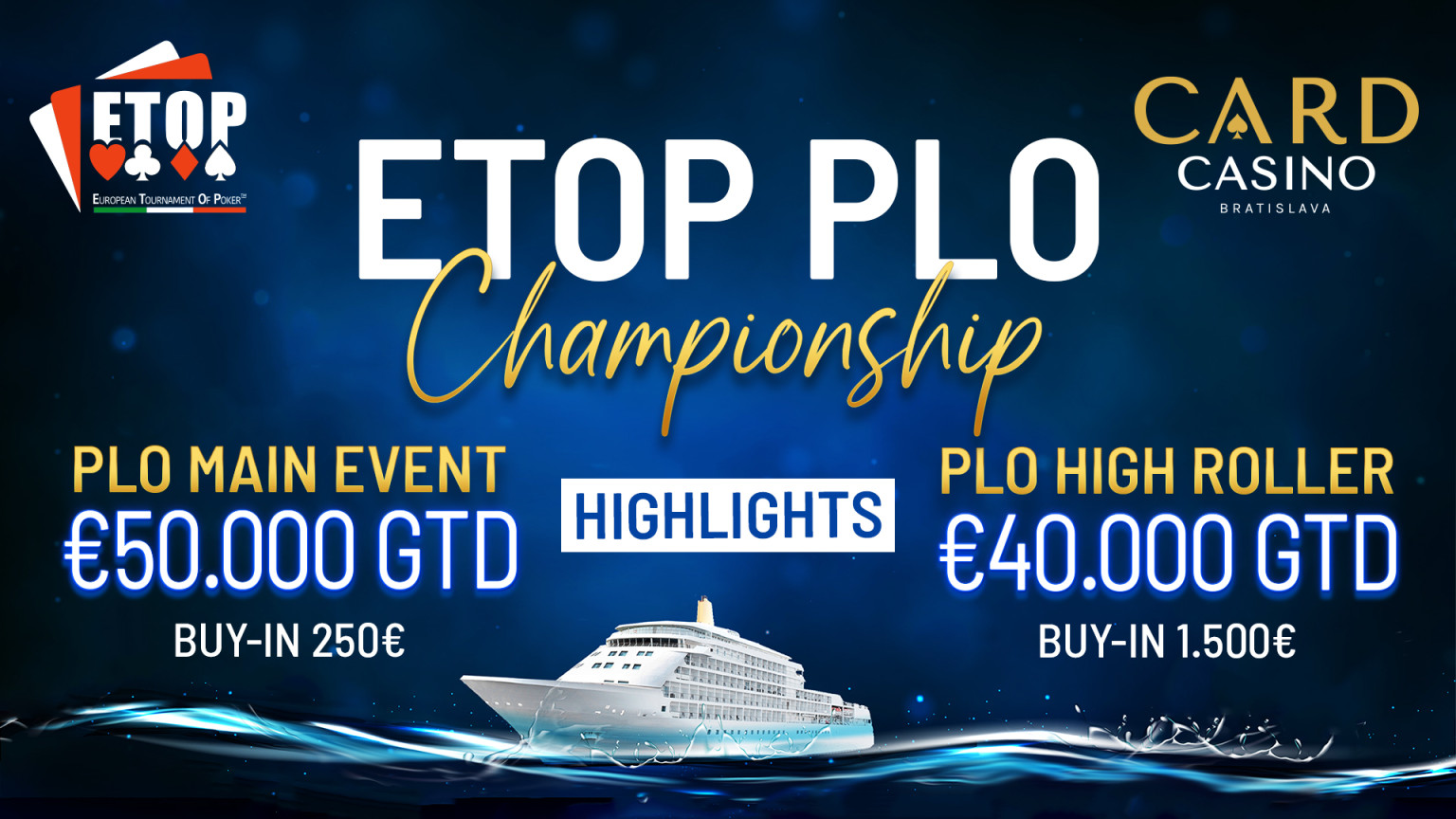 ETOP €100,000 GTD launches. You can look forward to the Main Event and High Roller