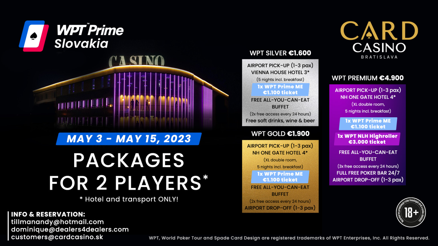 Enjoy the World WPT with three exclusive package options