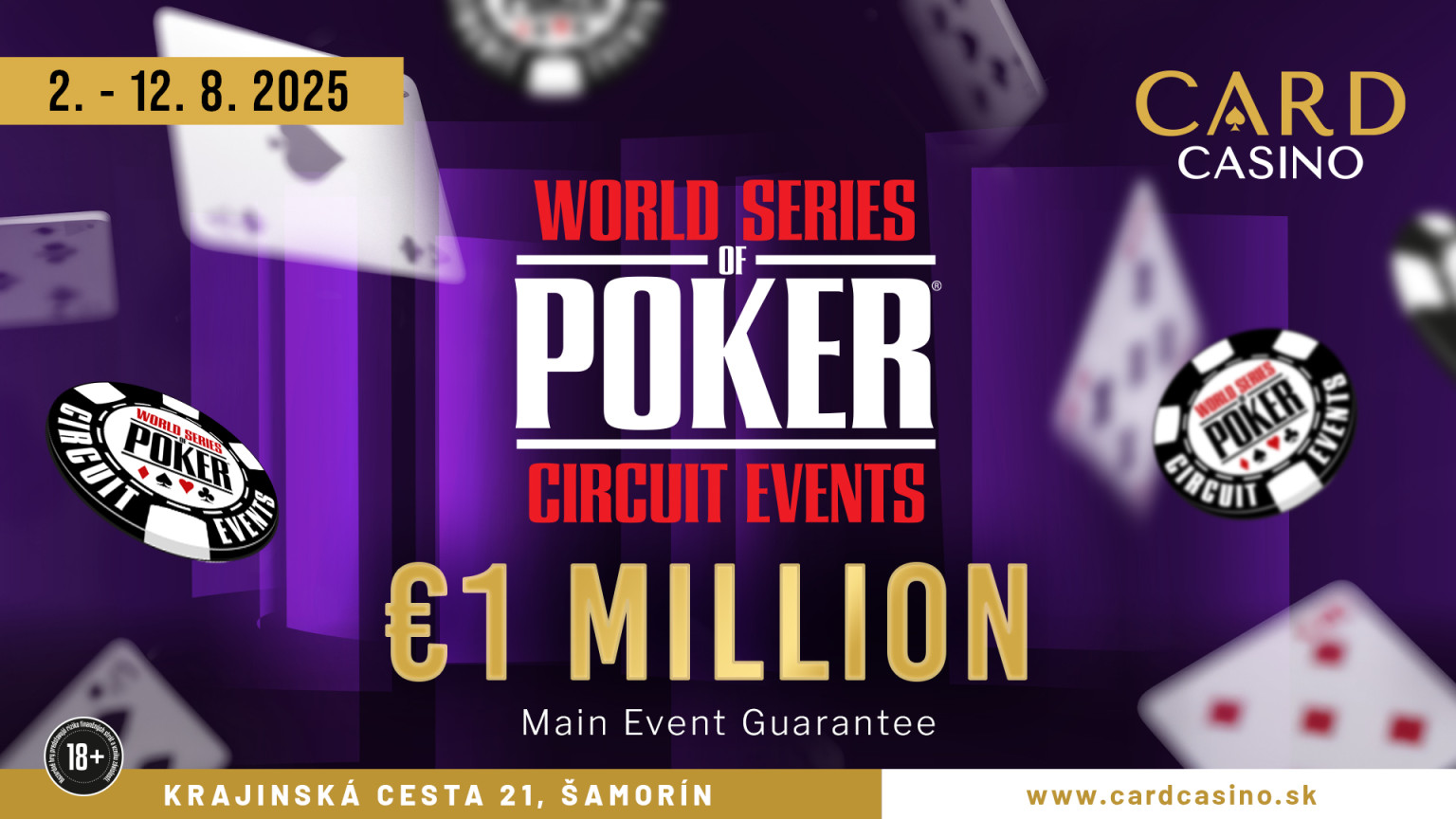 Pokrová udalosť roka! V auguste sa v Carde uskutoční turnaj WSOP s 1.000.000€ GTD