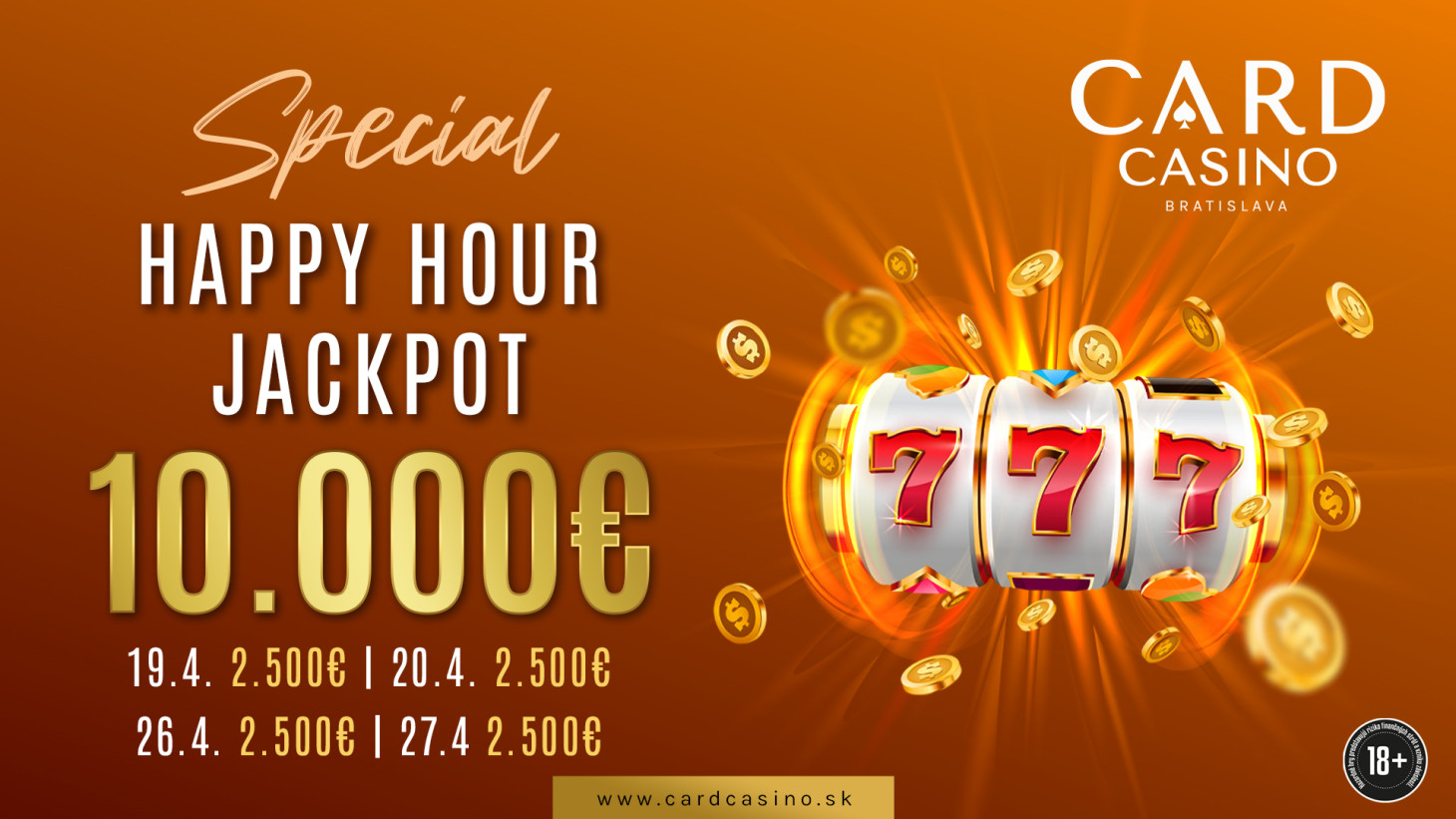 Happy Hour Jackpot offers €10,000 in prizes!