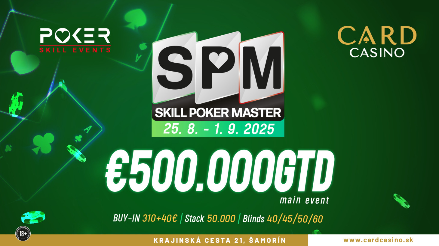 Skill Poker Masters werden am Ende des Sommers wieder mit einem €500.000 GTD Main Event ausgetragen!