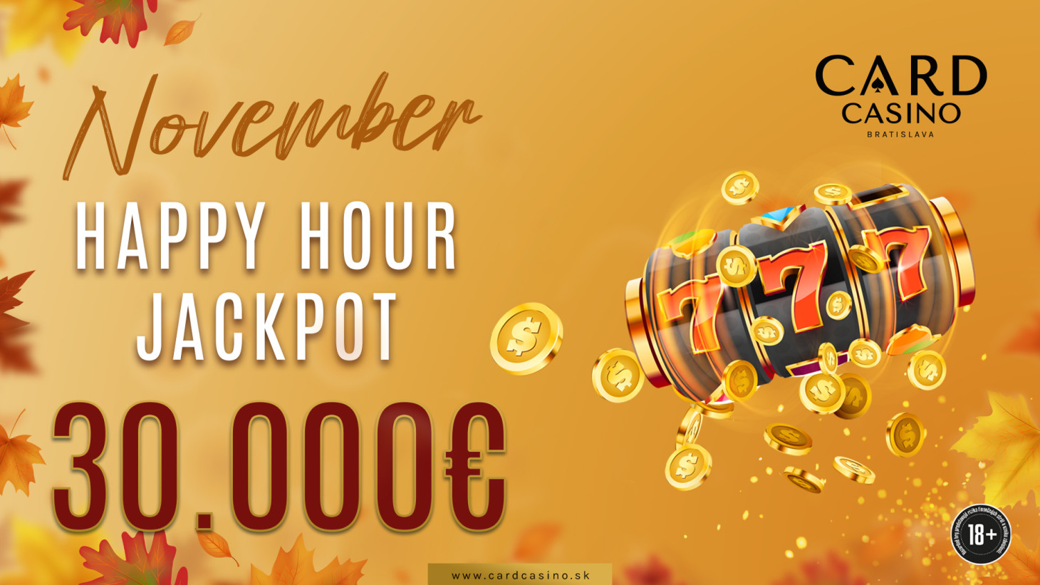 Der November ist voll von Gewinnen mit einem Happy Hour Jackpot von 30.000€!