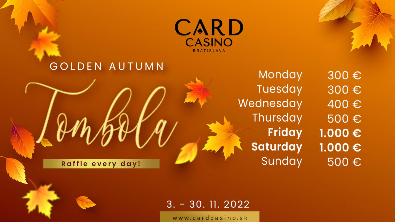Enjoy the Golden Autumn in Carde with great rewards