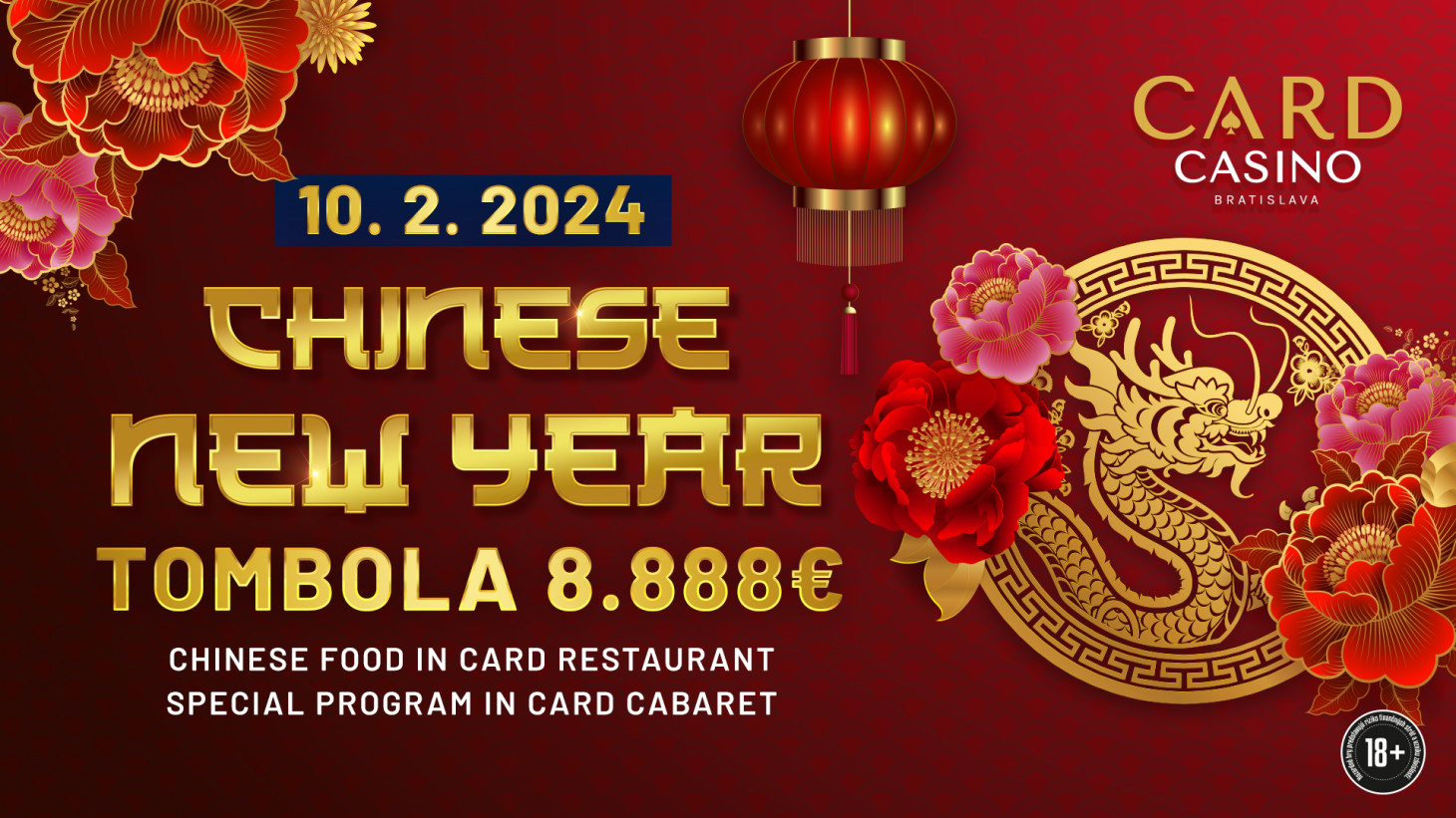 Come celebrate the Chinese New Year of the Dragon with a fabulous raffle for 8.888€
