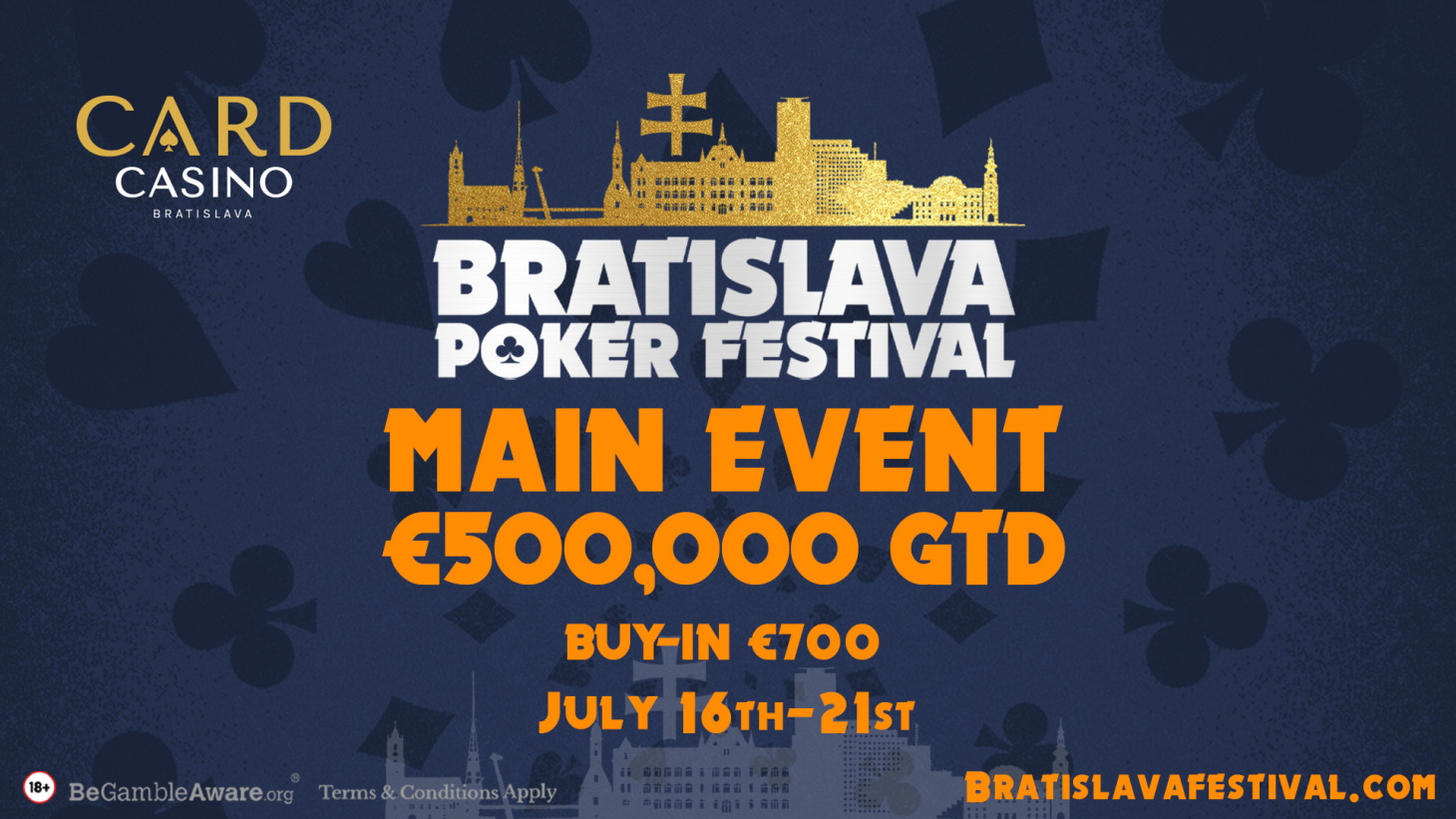 Das Bratislava Poker Festival mit €500.000 GTD Main Event wird im Juli ausgetragen!