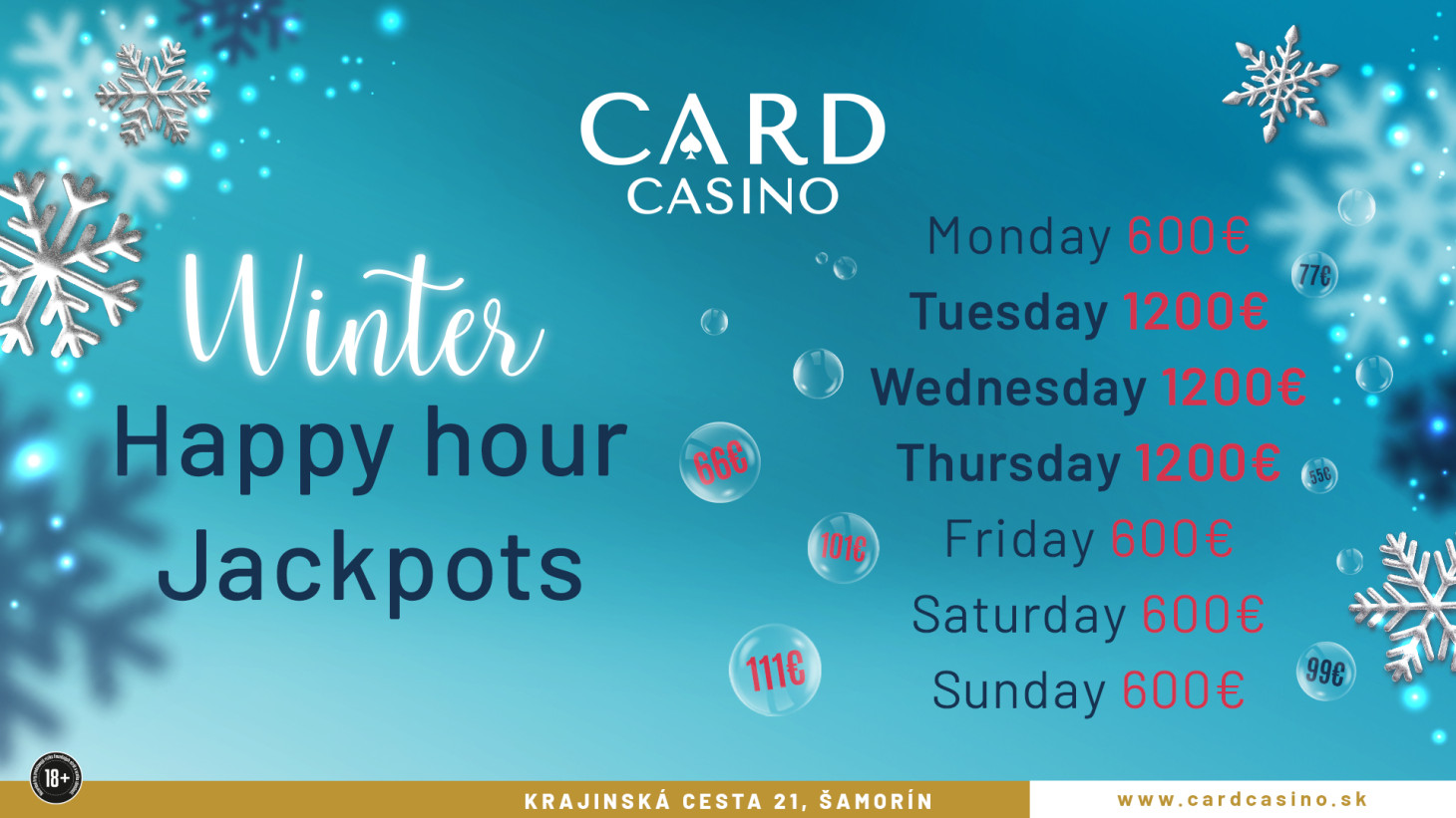 Mega generous winter is here. The popular HH Jackpots continue.