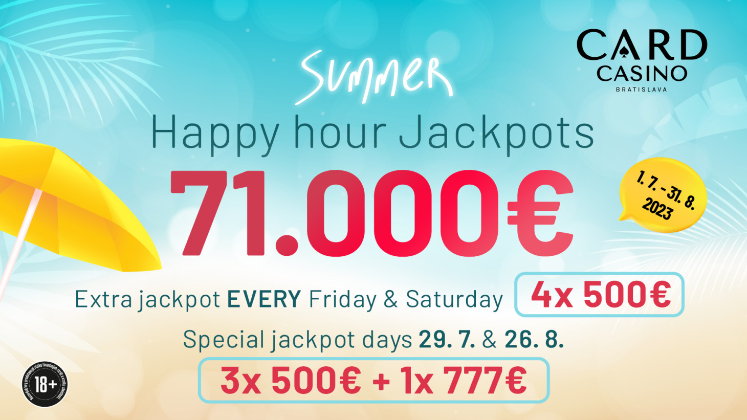 Spin your Happy Hour Jackpot. We're giving away over €71,000!
