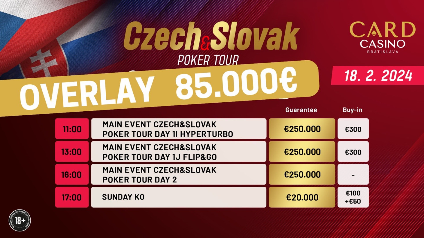 MEGA OVERLAY 85.000€ na Main Eventu CZ-SK Tour.