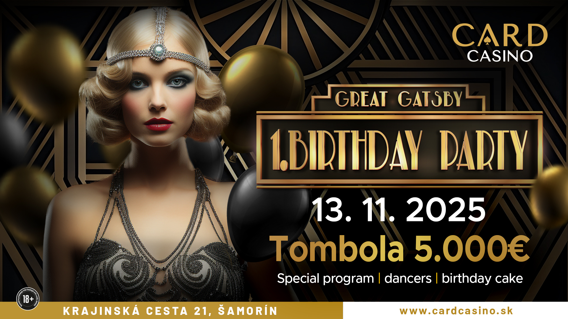Card oslavuje! Príďte na Birthday party v štýle Great Gatsby