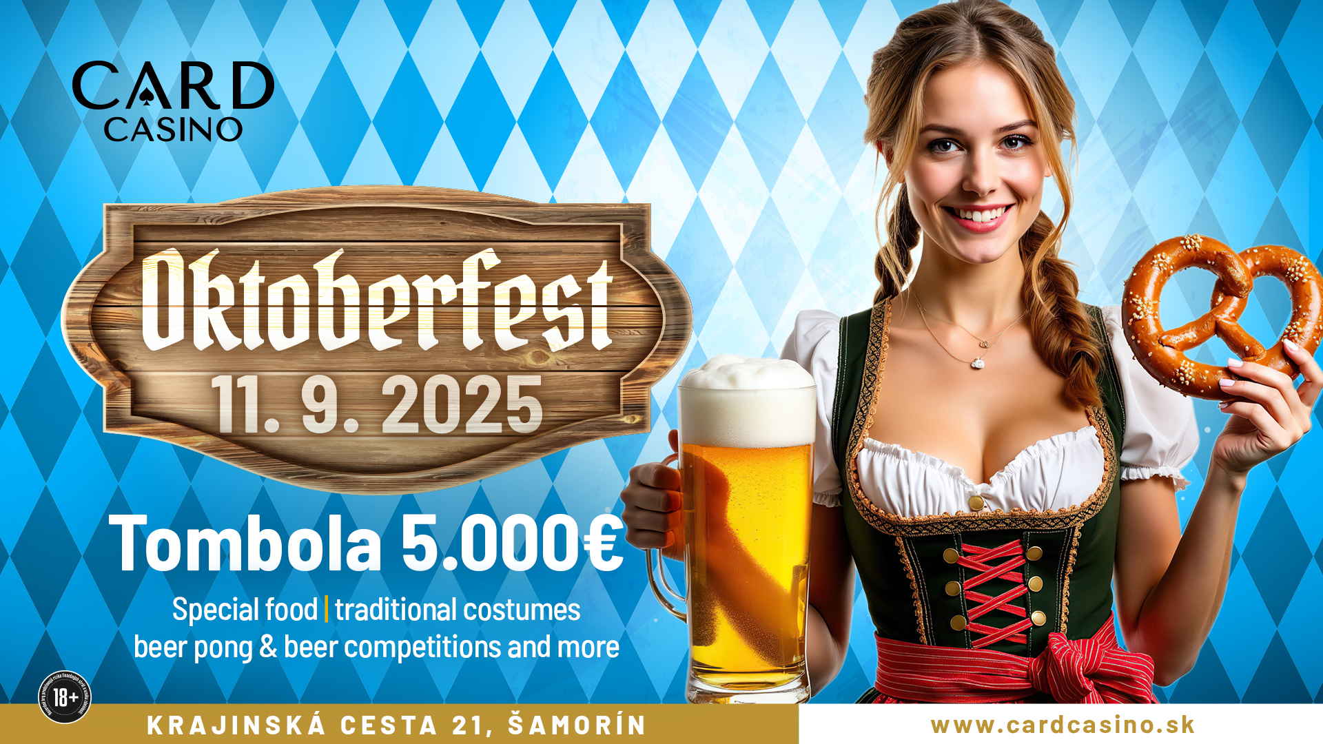 Oktoberfest v kasíne. Príďte si užiť bavorský večer s bohatou tombolou