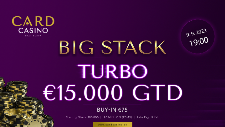 A week of mega single days! Big Stack, Highroller or Grand Saturday, €85,000 on the line in Card Casino